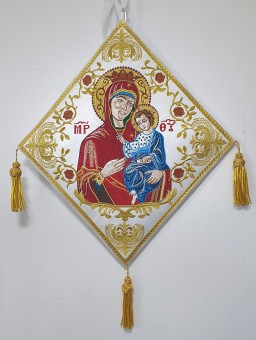 Bedernita brodata cu Icoana Maica Domnului.