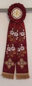 Panglici - Paterite cu motiv florar fond grena